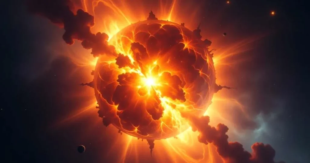Illustration of a faint glowing zombie stars surviving after a supernova explosion in deep space. Illustration of a faint glowing zombie stars surviving after a supernova explosion in deep space.